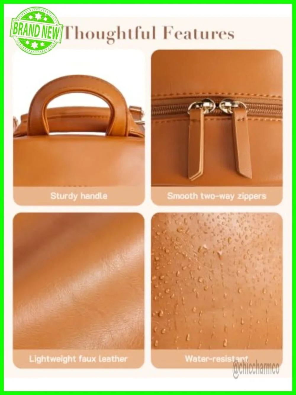 Faux Leather Mini Backpack Purse Convertible 4-Way Water Resistant Vintage